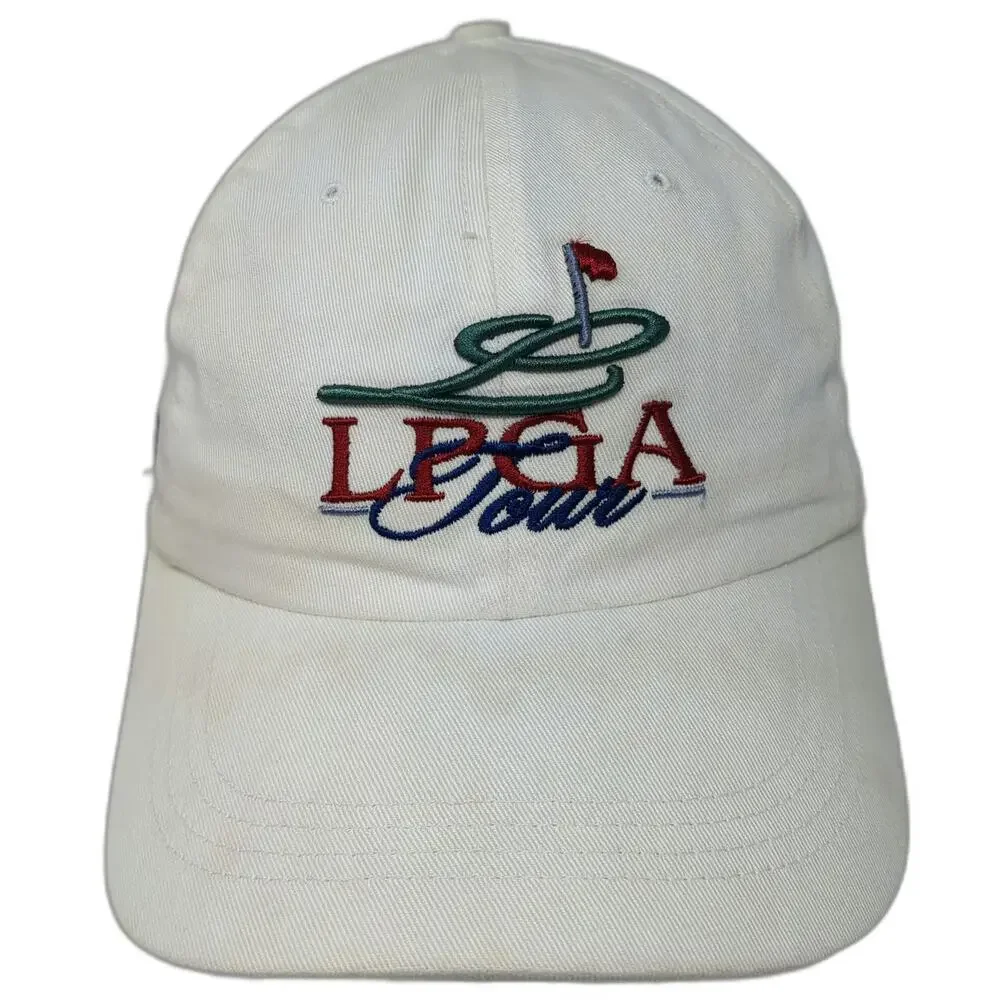 Ahead LPGA Tour Baseball Cap White One Size Golf Embroidery Slideback Strap Hat